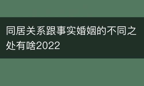 同居关系跟事实婚姻的不同之处有啥2022