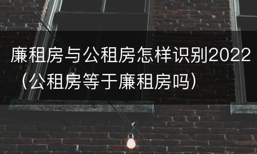 廉租房与公租房怎样识别2022（公租房等于廉租房吗）