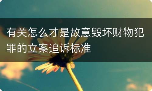 有关怎么才是故意毁坏财物犯罪的立案追诉标准