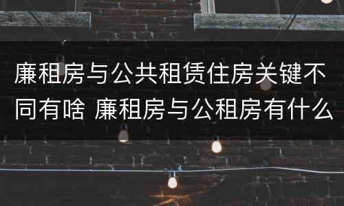廉租房与公共租赁住房关键不同有啥 廉租房与公租房有什么不同