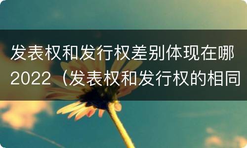发表权和发行权差别体现在哪2022（发表权和发行权的相同点）