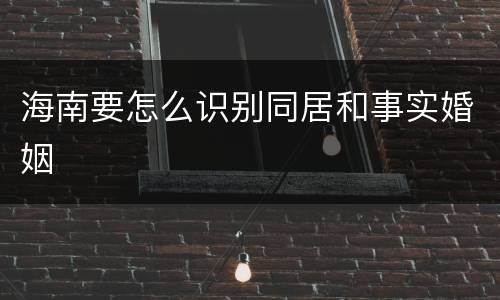 海南要怎么识别同居和事实婚姻