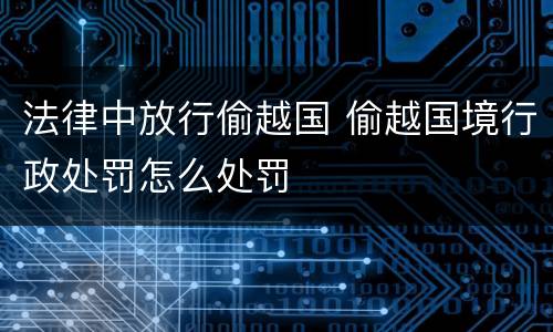 法律中放行偷越国 偷越国境行政处罚怎么处罚