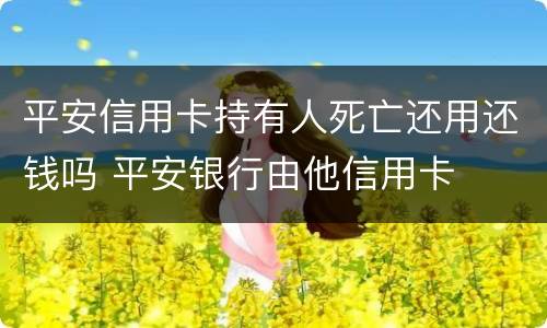平安信用卡持有人死亡还用还钱吗 平安银行由他信用卡