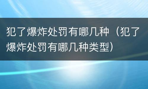 犯了爆炸处罚有哪几种（犯了爆炸处罚有哪几种类型）