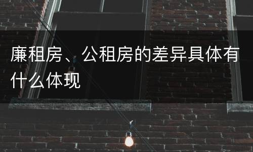 廉租房、公租房的差异具体有什么体现