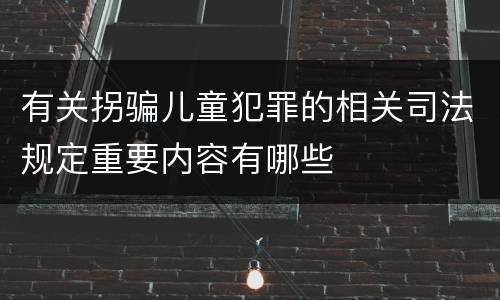 有关拐骗儿童犯罪的相关司法规定重要内容有哪些