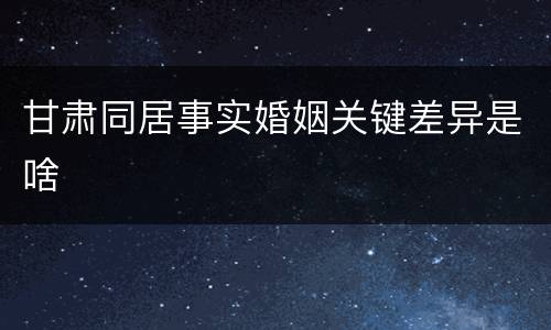 甘肃同居事实婚姻关键差异是啥