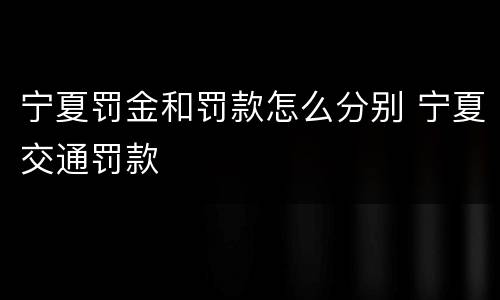 宁夏罚金和罚款怎么分别 宁夏交通罚款