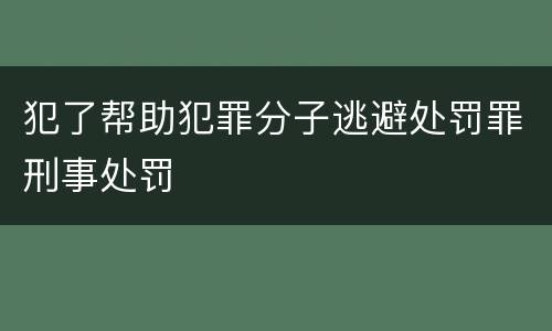 犯了帮助犯罪分子逃避处罚罪刑事处罚