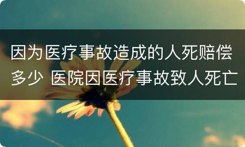 因为医疗事故造成的人死赔偿多少 医院因医疗事故致人死亡应赔偿多少钱