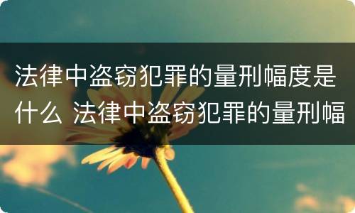 法律中盗窃犯罪的量刑幅度是什么 法律中盗窃犯罪的量刑幅度是什么概念