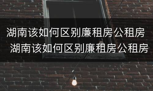 湖南该如何区别廉租房公租房 湖南该如何区别廉租房公租房和住宅
