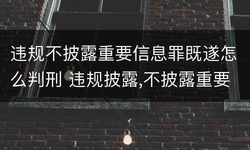 违规不披露重要信息罪既遂怎么判刑 违规披露,不披露重要信息罪构成要件