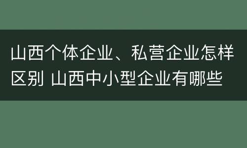 山西个体企业、私营企业怎样区别 山西中小型企业有哪些