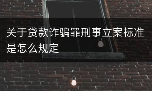 关于贷款诈骗罪刑事立案标准是怎么规定