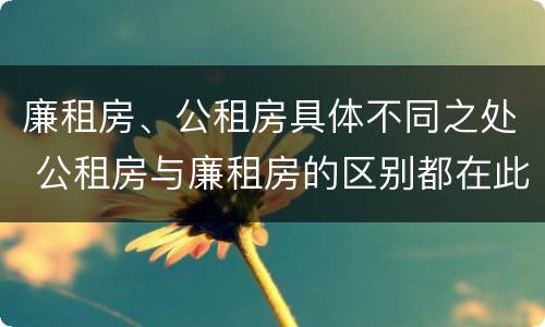 廉租房、公租房具体不同之处 公租房与廉租房的区别都在此,别再搞错了!