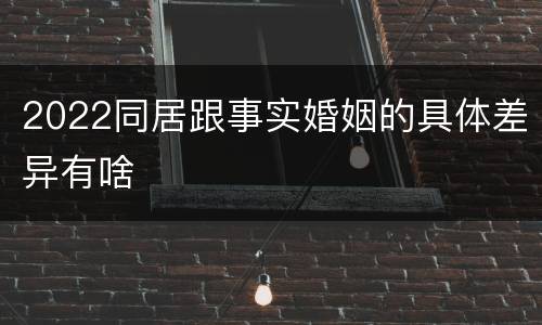 2022同居跟事实婚姻的具体差异有啥