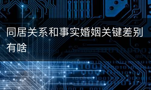 同居关系和事实婚姻关键差别有啥