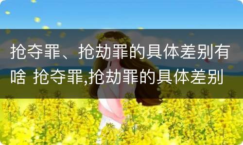 抢夺罪、抢劫罪的具体差别有啥 抢夺罪,抢劫罪的具体差别有啥意义