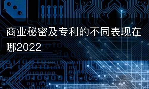 商业秘密及专利的不同表现在哪2022