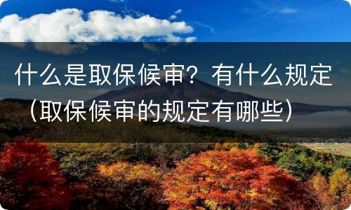 什么是取保候审？有什么规定（取保候审的规定有哪些）