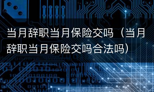 当月辞职当月保险交吗（当月辞职当月保险交吗合法吗）