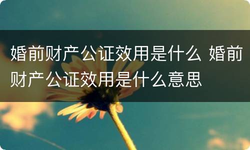 婚前财产公证效用是什么 婚前财产公证效用是什么意思