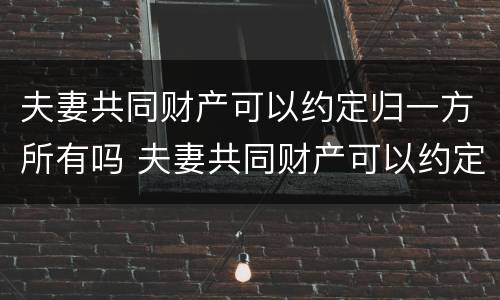 夫妻共同财产可以约定归一方所有吗 夫妻共同财产可以约定归一方所有吗