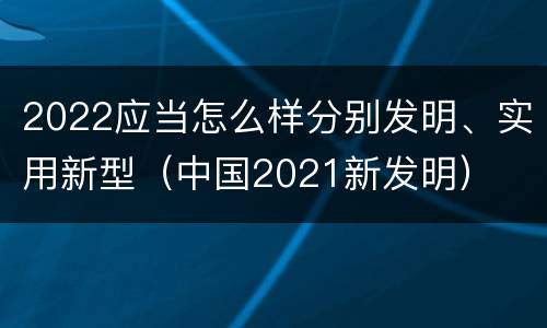 2022应当怎么样分别发明、实用新型（中国2021新发明）