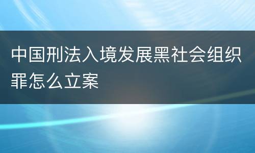 中国刑法入境发展黑社会组织罪怎么立案