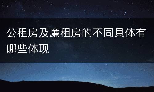 公租房及廉租房的不同具体有哪些体现