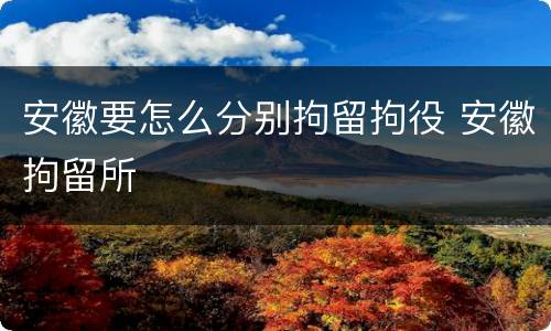 安徽要怎么分别拘留拘役 安徽拘留所