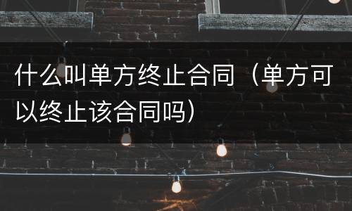 什么叫单方终止合同（单方可以终止该合同吗）