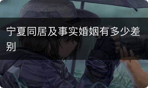 宁夏同居及事实婚姻有多少差别