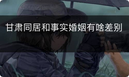 甘肃同居和事实婚姻有啥差别