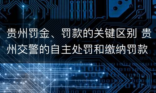 贵州罚金、罚款的关键区别 贵州交警的自主处罚和缴纳罚款点哪个