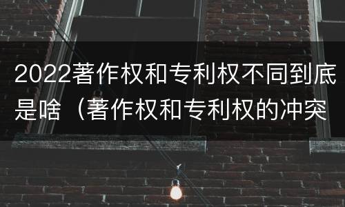 2022著作权和专利权不同到底是啥（著作权和专利权的冲突）
