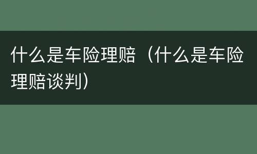 什么是车险理赔（什么是车险理赔谈判）