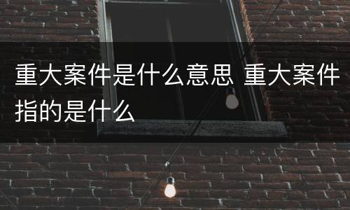 重大案件是什么意思 重大案件指的是什么
