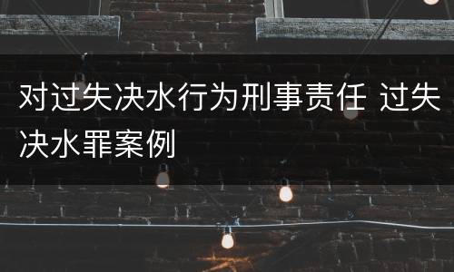对过失决水行为刑事责任 过失决水罪案例