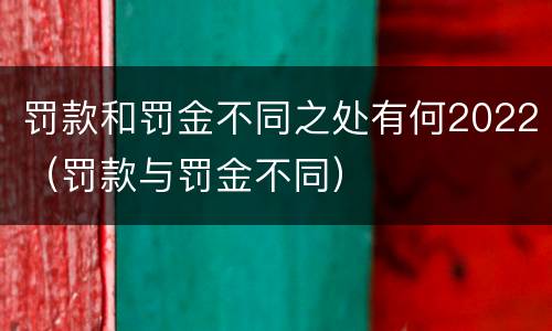 罚款和罚金不同之处有何2022（罚款与罚金不同）