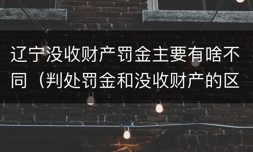 辽宁没收财产罚金主要有啥不同（判处罚金和没收财产的区别）
