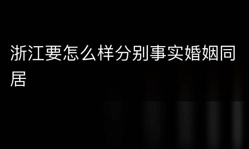 浙江要怎么样分别事实婚姻同居