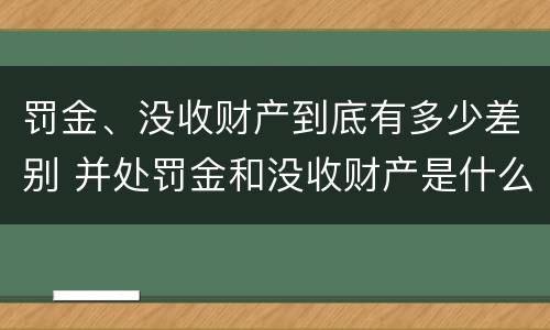 罚金、没收财产到底有多少差别 并处罚金和没收财产是什么意思