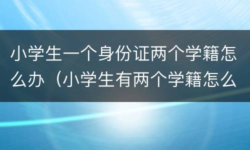 小学生一个身份证两个学籍怎么办（小学生有两个学籍怎么办）