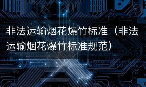 非法运输烟花爆竹标准（非法运输烟花爆竹标准规范）