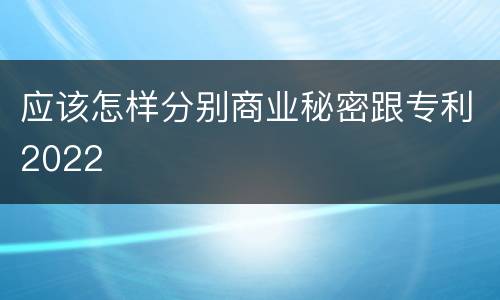 应该怎样分别商业秘密跟专利2022