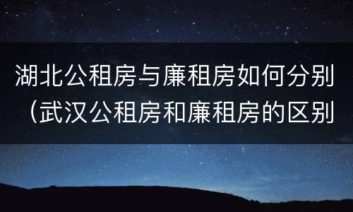 湖北公租房与廉租房如何分别（武汉公租房和廉租房的区别）