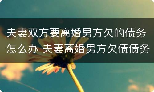 夫妻双方要离婚男方欠的债务怎么办 夫妻离婚男方欠债债务怎么分割